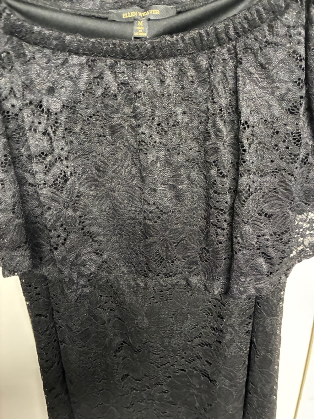 Ellen Weaver Black Lace Maxi with Draped Capelet - Picture 7 of 12